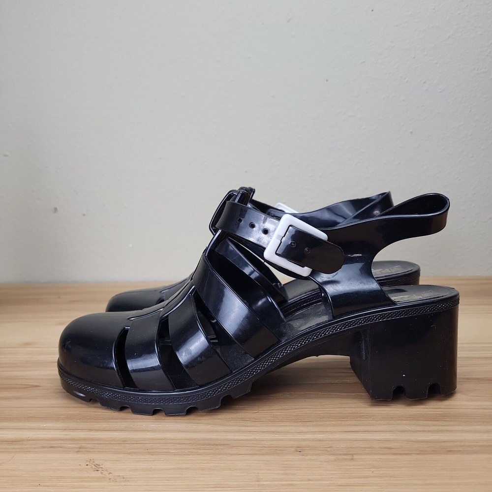 Dolly Mix Womens Jelly Black‎ Leather Closed Toe Strappy Block Heel Size 10